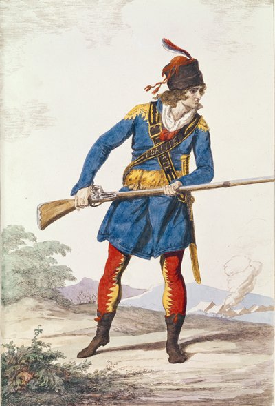 Militärische Kleidung, graviert von Vivant Dominique Denon von Jacques Louis David